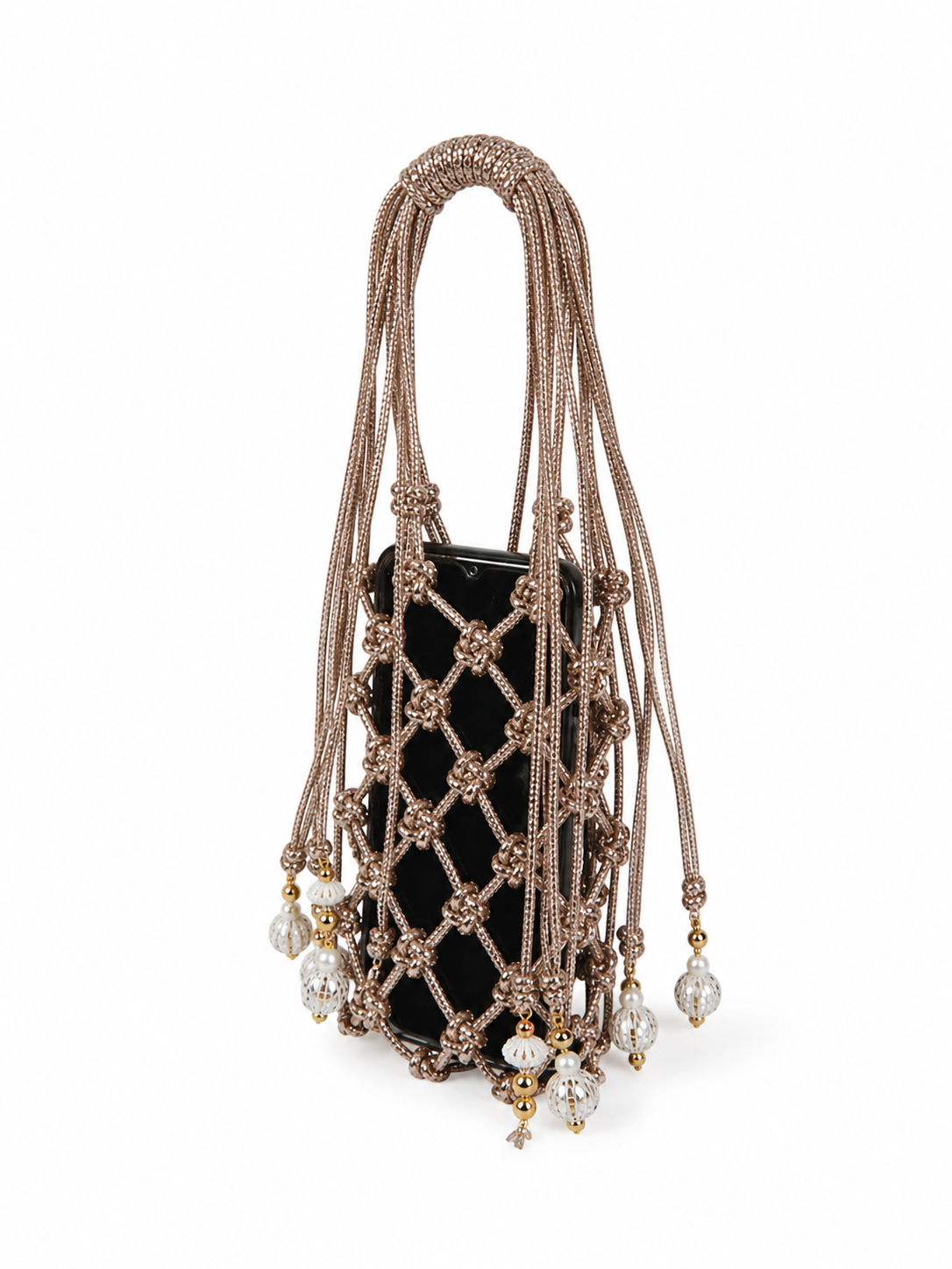 Copper Rhinestone Handwoven Mobile Bag