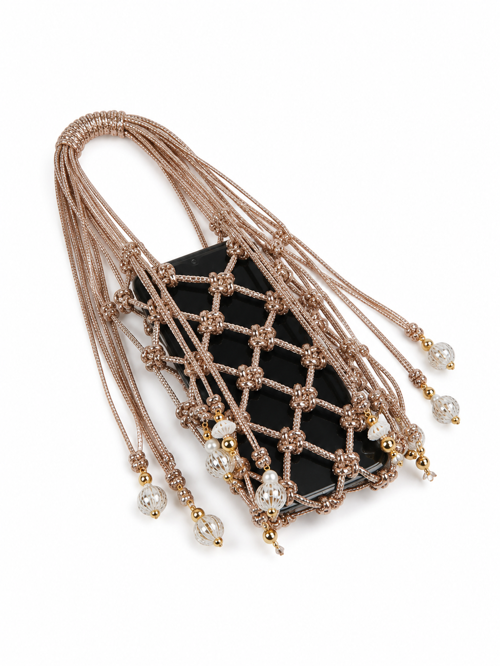 Copper Rhinestone Handwoven Mobile Bag