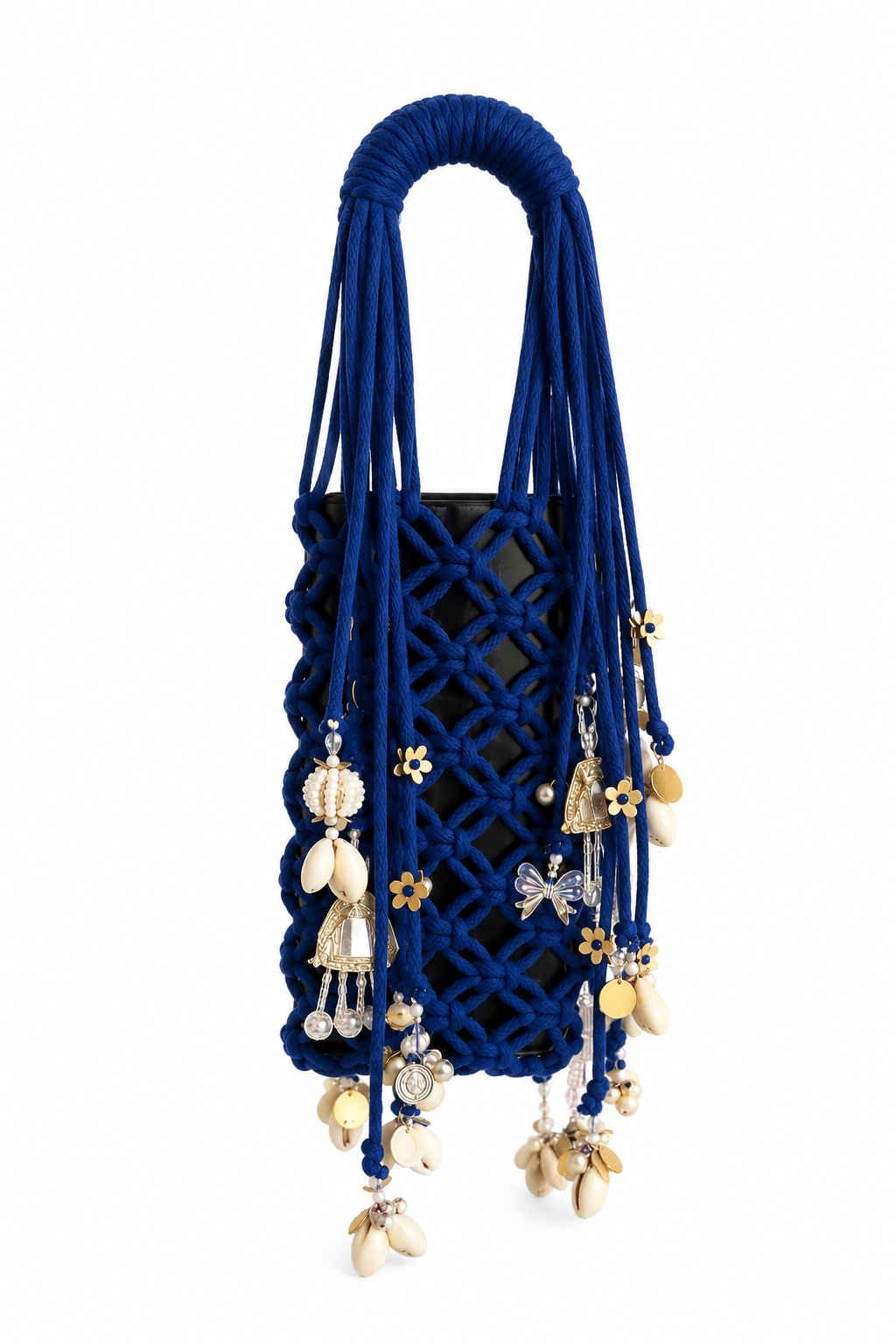 Boho Charm Mini Macrame Bottle Holder Bag – Red