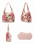 Handmade Crochet Floral Hobo Bag