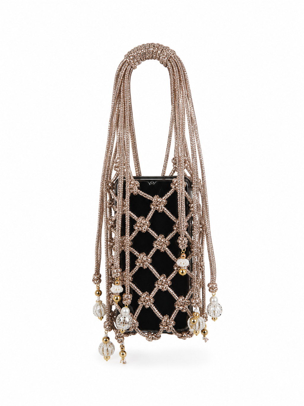Copper Rhinestone Handwoven Mobile Bag