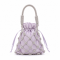 Lilac Satin Crystal-Mesh Pouch