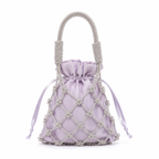 Lilac Satin Crystal-Mesh Pouch