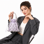Lilac Satin Crystal-Mesh Pouch