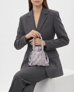 Lilac Satin Crystal-Mesh Pouch